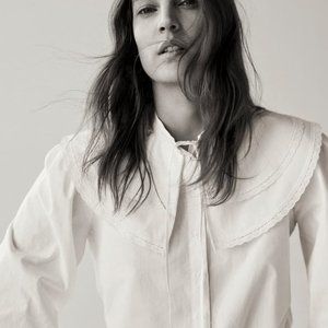 Mango - Scandinavian Inspired Large Collar Blouse